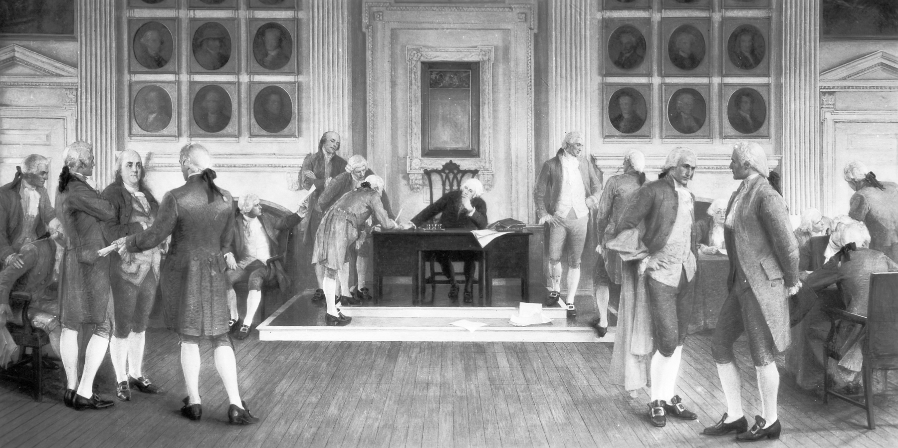 Painting depicting the signing of the American Constitution