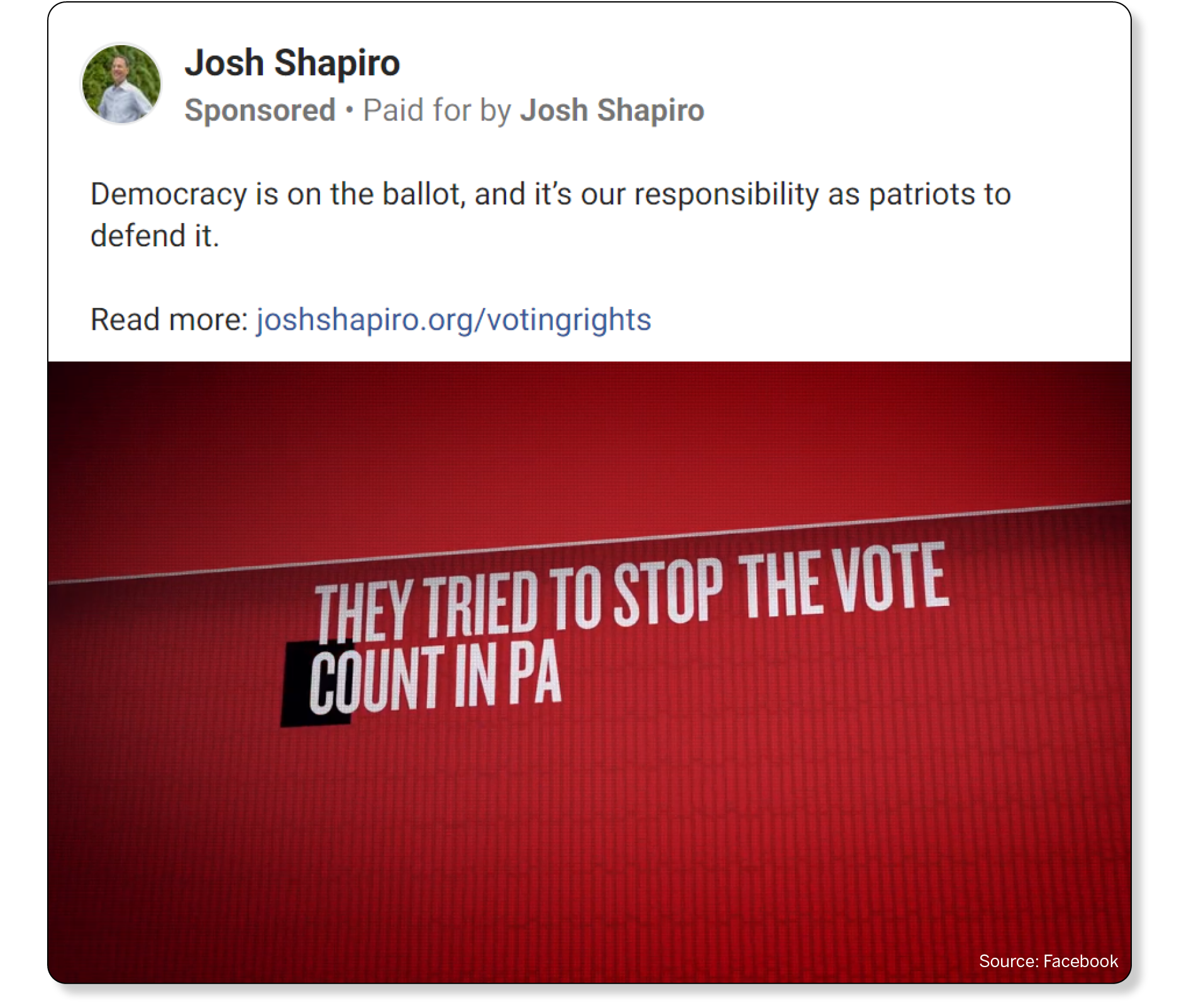 Josh Shapiro Facebook post