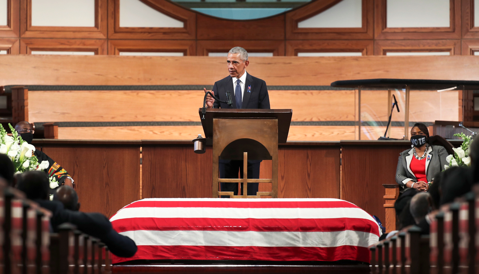 Former President Obama speaks at the funeral of Representative John Lewis