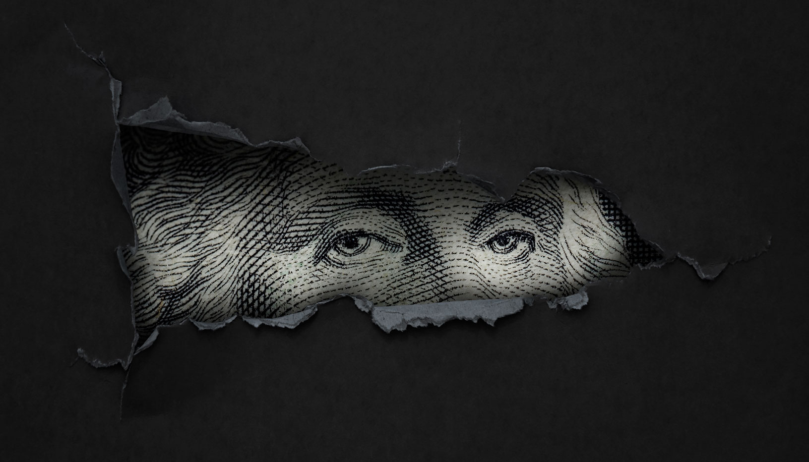 Dollar bill and George Washington's eyes
