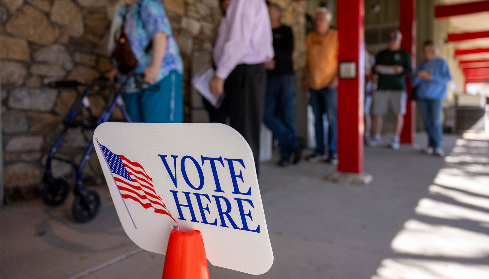  People lined up vote in Black Mountain, North Carolina