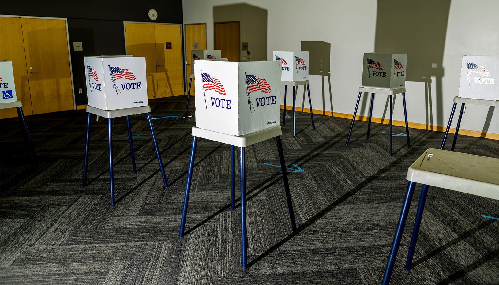 Voting booths at a polling place.