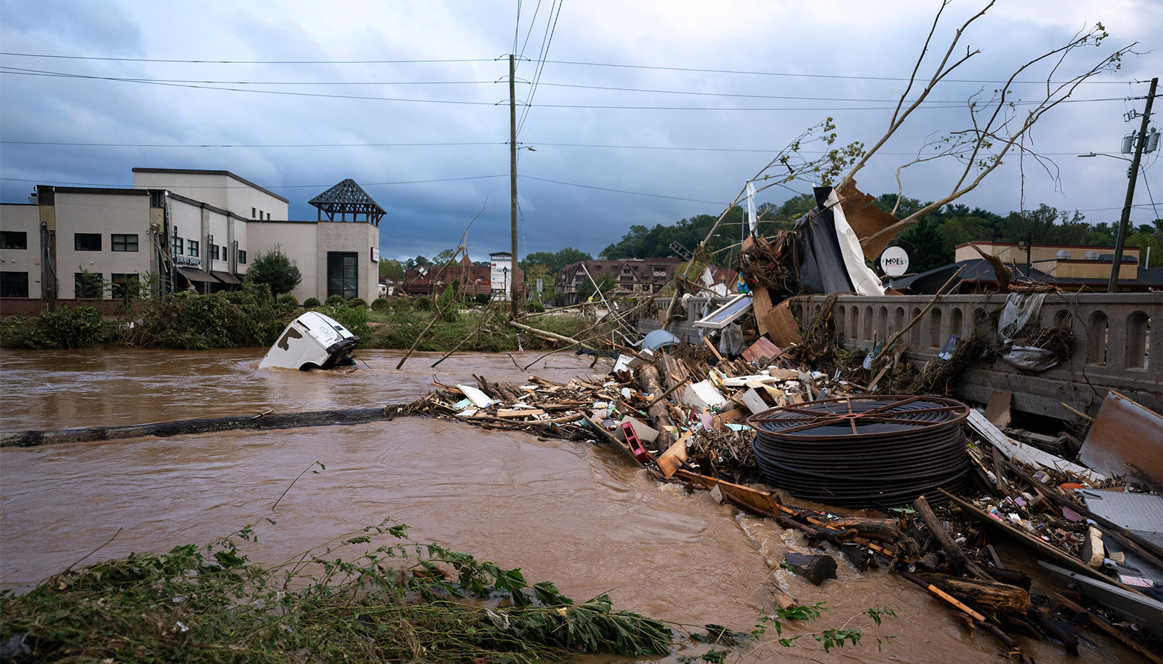 Damage and flooding from Hurricane Helene