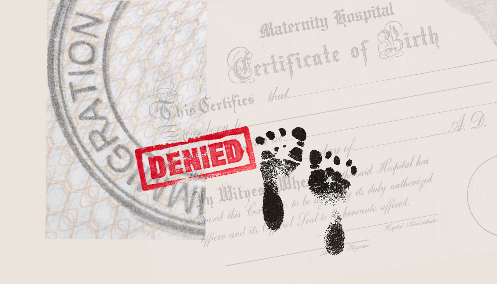 A birth certificate stamped "denied"