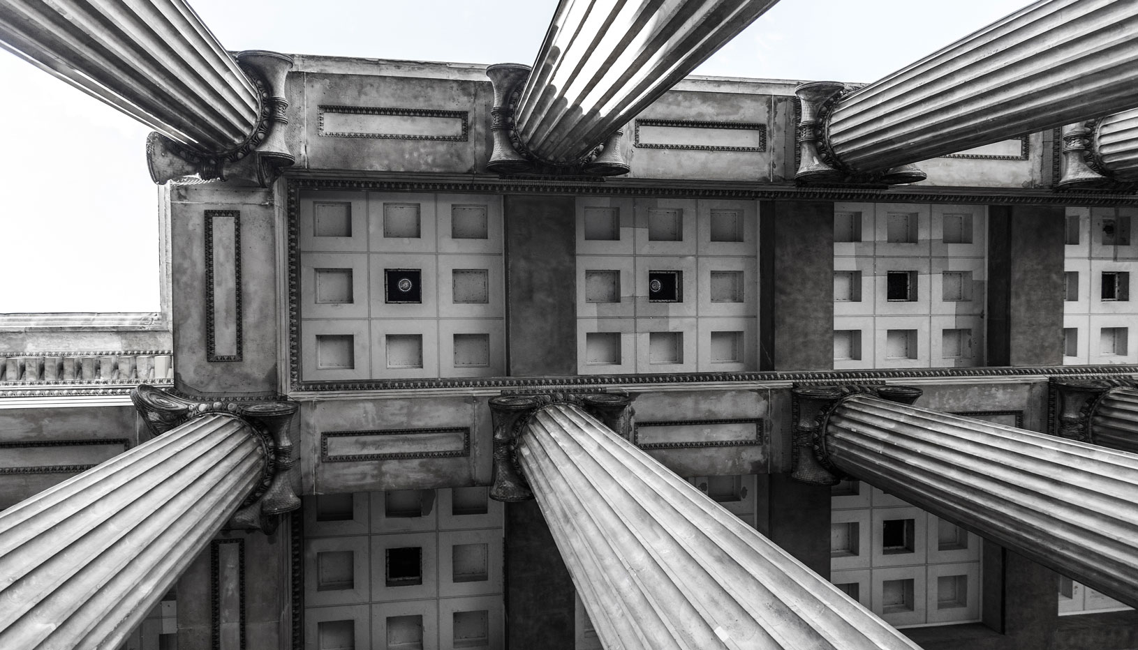 Supreme Court pillars, shot from below