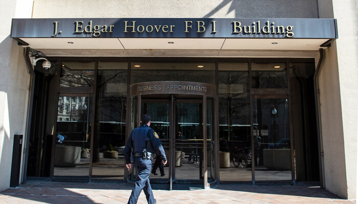 Entrance to J. Edgar Hoover FBI building