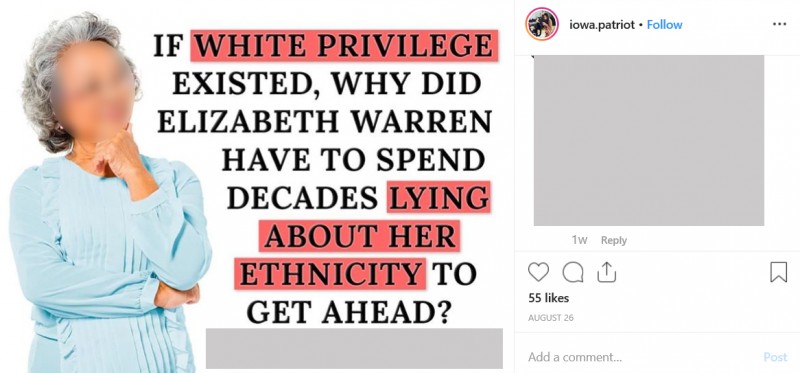 Anti-Warren social media image