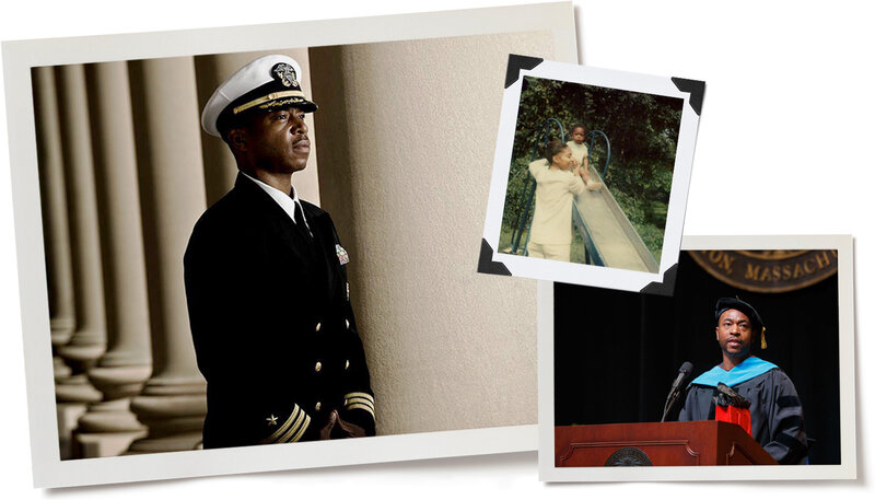 Clockwise, from left:   1. Harvard University's Widener Library in 2015 for an alumni story about me following my time as a White House Fellow.  2. Me and my mother Sandra Lee Johnson taken in 1976. 3. Commencement photo is at Northeastern University in Boston, Massachusetts in May 2017 during my acceptance speech for receiving the Dean's Medal for Most Outstanding Doctoral Work.