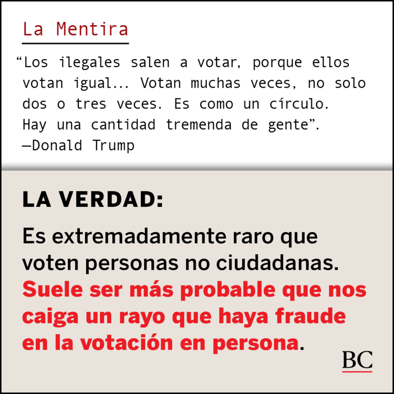 Suele ser más probable que nos caiga un rayo que haya fraude en la votación en persona.