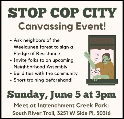A poster for a canvassing and flyering event organized by Defend the Atlanta Forest, as captured in an APD intelligence report.