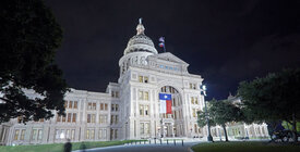 View of the Texas state legislature at night