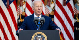 President Joe Biden at lecturn