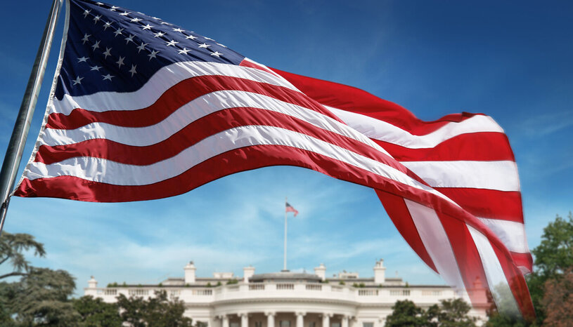 American flag over the White House