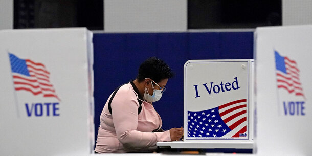 A voter casting a ballot