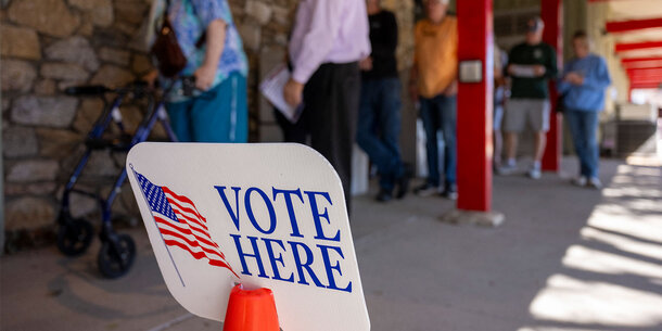 People lined up vote in Black Mountain, North Carolina